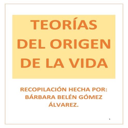 Teorias del origen de la vida | PDF