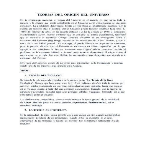 Teorias del origen del universo