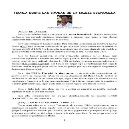 Teoria sobre las causas de la crisis economica