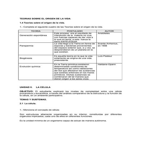 Teorias origen de la vida