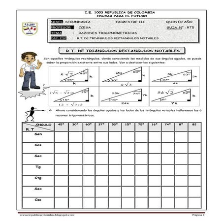 Teoría y Problemas de Razones Trigonométricas y Triángulos Notables  ccesa007