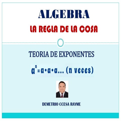 Teoria y problemas resueltos de teoria de exponentes  pre integral ccesa007