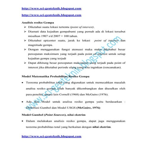 Teori gempa : Analisis resiko Gempa