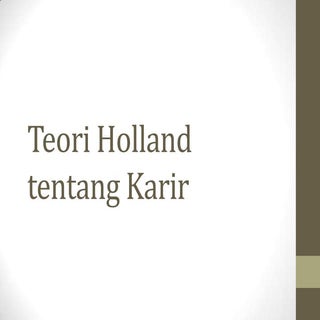 Teori holland tentang karir