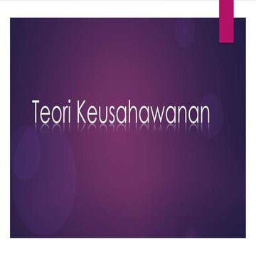 Teori keusahawanan