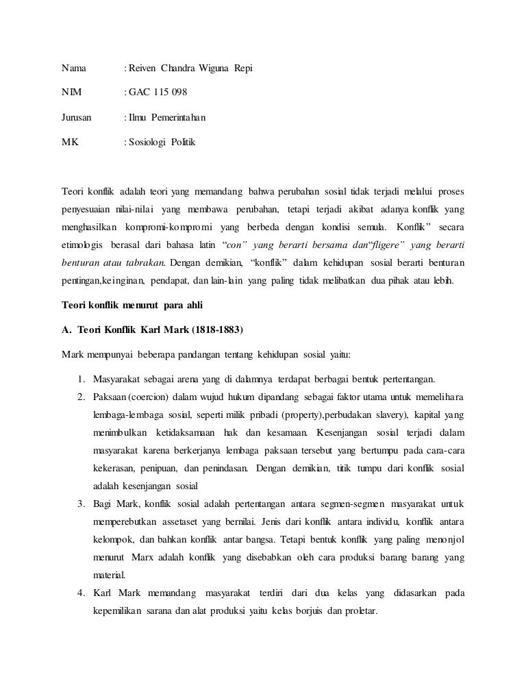 Contoh Kasus Teori Konflik Karl Marx Enak