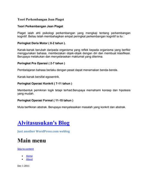 Teori Perkembangan Kognitif Jean Piaget Docx