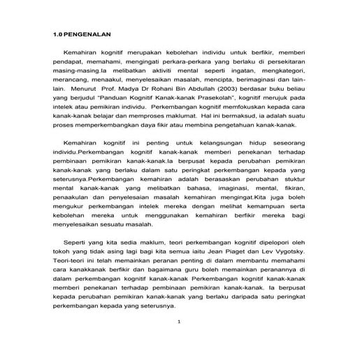 Teori perkembangan kognitif jean piaget