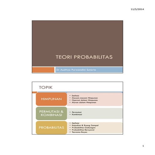 STATISTIK INDUSTRI 1 - TEORI PROBABILITAS