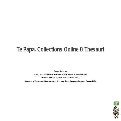Te papa, collections online & thesauri