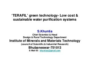 Terafil Water Filter S Khuntia Nov 11 Terafil Water Filter S Khuntia Nov 11
