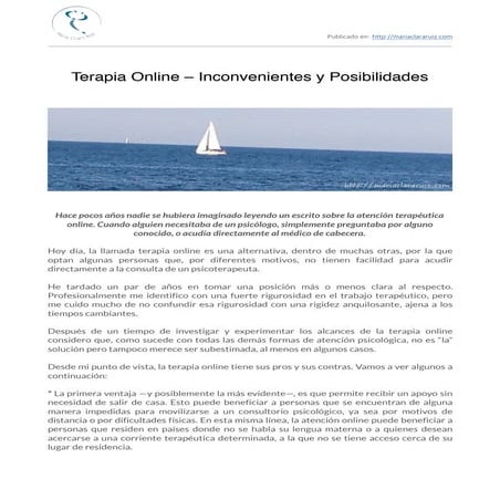 Terapia Online - Inconvenientes y Posibilidades