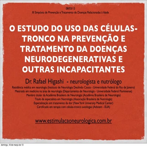 Terapia com celulas tronco nas doencas neurodegenerativas