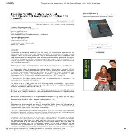 Terapia familiar sistémica en el tratamiento del trastorno por déficit de ate...