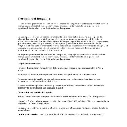 Terapia lenguaje