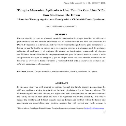 Terapia narrativa aplicada a una familia con una niña