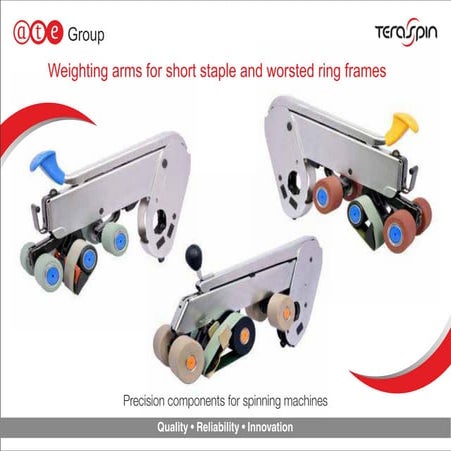 Weighting arms for short staple and worsted ring frames