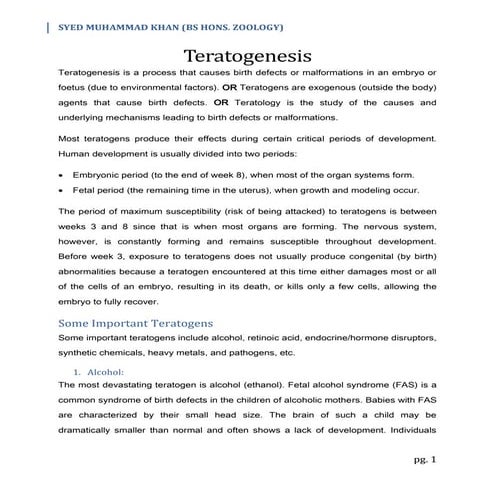 Teratogenesis