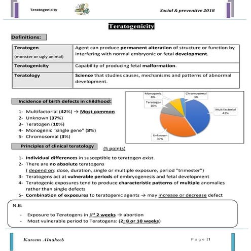 Teratogenicity: Pediatric Notes (2018)