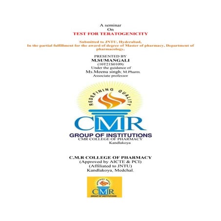 Seminar on Teratogenicity by Sumaraja