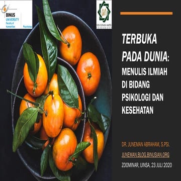 Terbuka Pada Dunia: Menulis Ilmiah di Bidang Psikologi dan Kesehatan