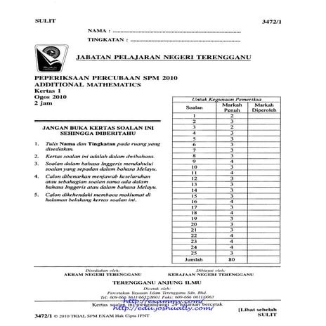 Terengganu spm trial 2010 add maths