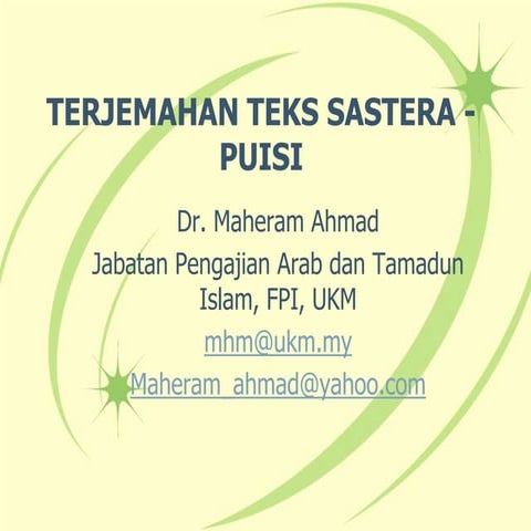Terjemahan teks sastera puisi | PPTX
