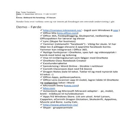 IT-forum OU 2014- Terje Torsheim  om omvendt undervisning