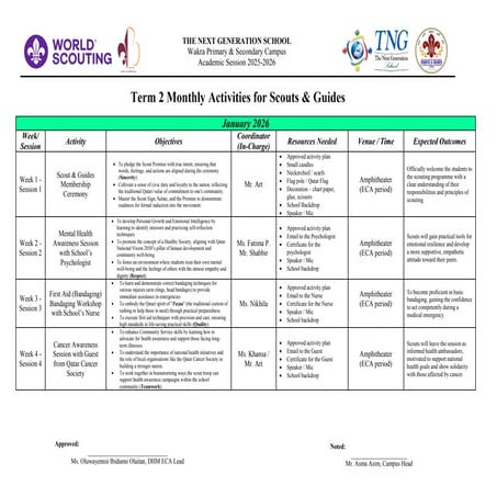 Scouting Program Monthly Activity Plan template | PDF