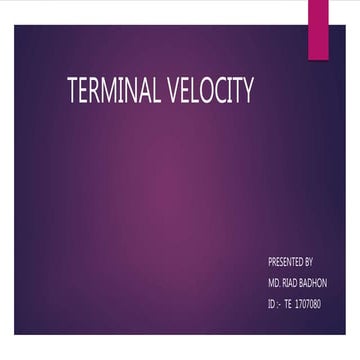 Terminal velocity pptx by Md Riad Badhon