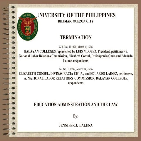Education and Administration and the Law
