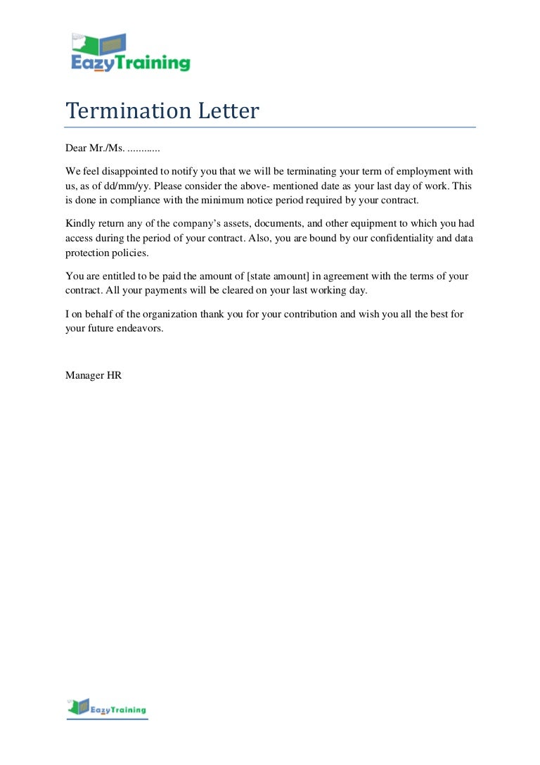 termination letter template format for employee on example of a termination letter