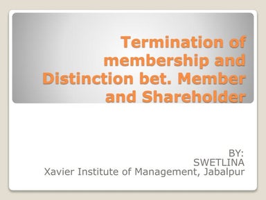 Termination of membership and distinction bet