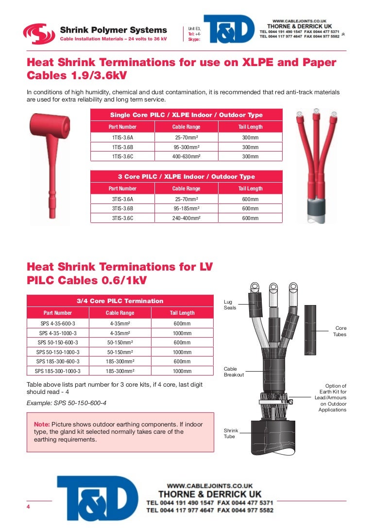 Heat Shrink Cable Terminations to suit XLPE & Paper Insulated Lead Co…