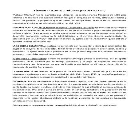 ANTIGUO RÉGIMEN (TERMINO HISTORIA SELECTIVIDAD)