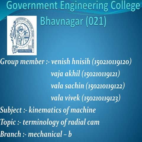 Terminollogy of radial cam