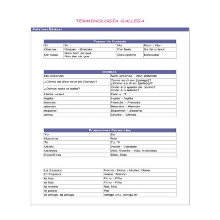 Terminología gallega