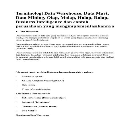Terminologi data warehouse