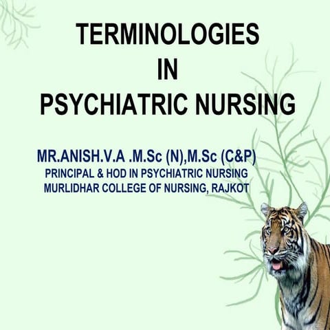 Terminologies in Psychiatric nursing