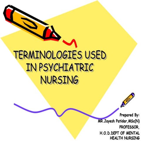 Terminologies used in Psychiatry in nursing