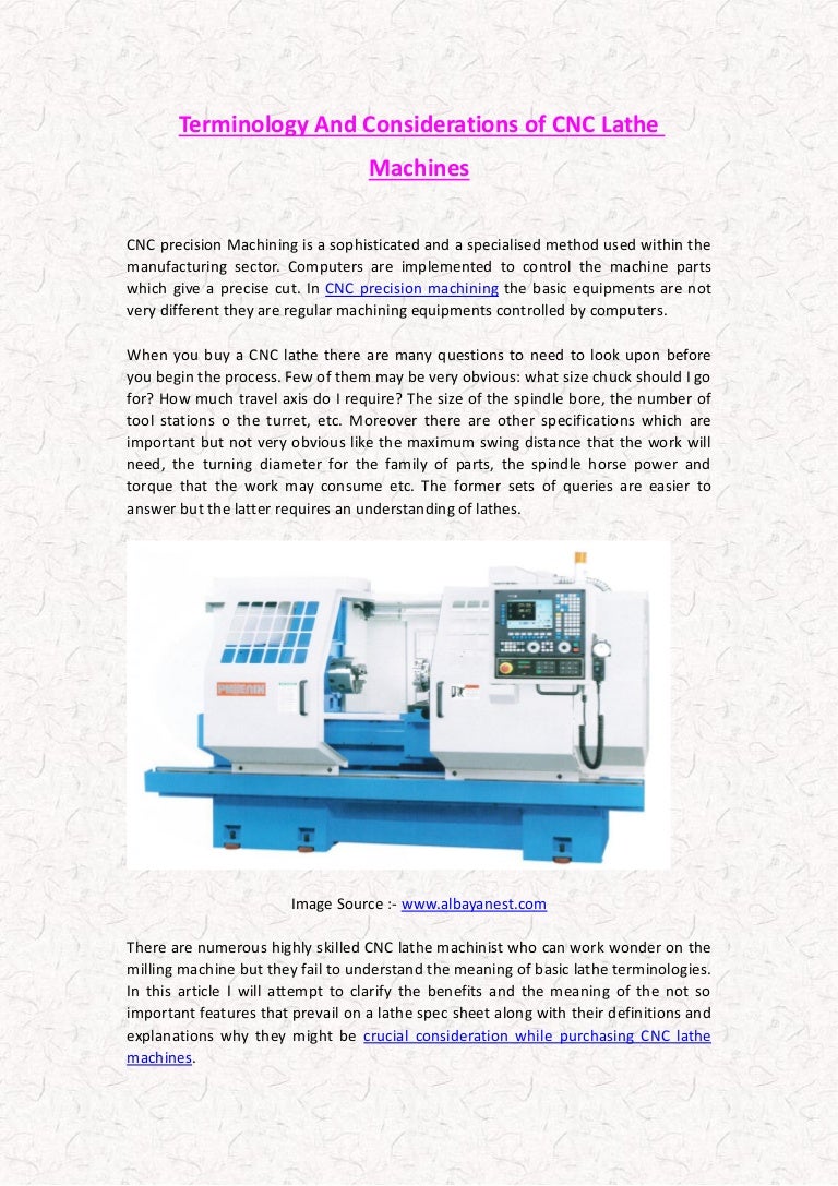 Terminology and considerations of cnc lathe machines