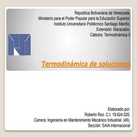 Termodinámica de las soluciones