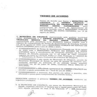 Termo de acordo entre Município de ...