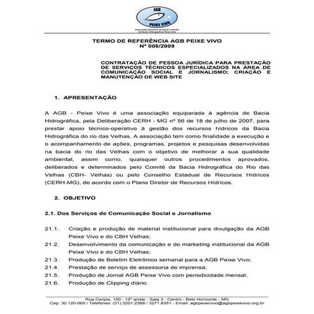 Termo De ReferêNcia 06 09 Agb Peixe Vivo   Comunicaç ãO