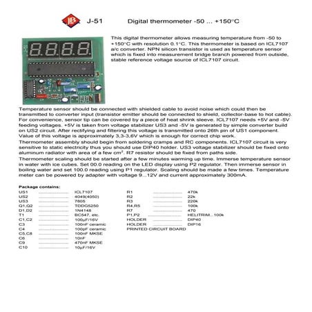 Termómetro digital de -50 a 150 grados con ICL7107 | PDF