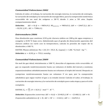Enunciado de problemas de termoquímica