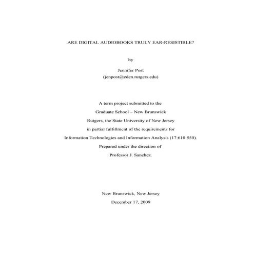 Term Paper - Are Digital Audiobooks Truly Ear-resistible?