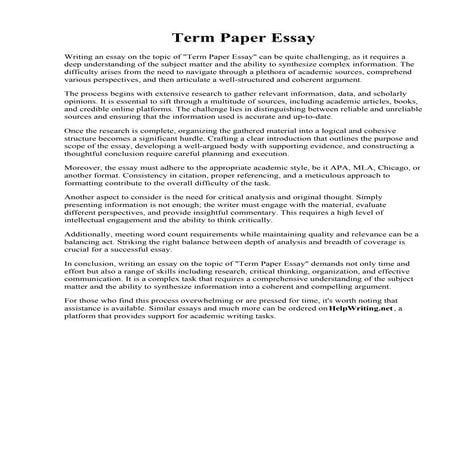 Term Paper Essay. Guide To Writing Term Papers - Essay writing website - OTRU...