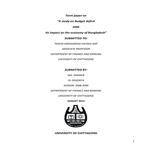 A study on Budget deficit AND Its impact on the economy of Bangladesh