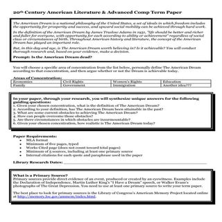 The American Dream Term Paper